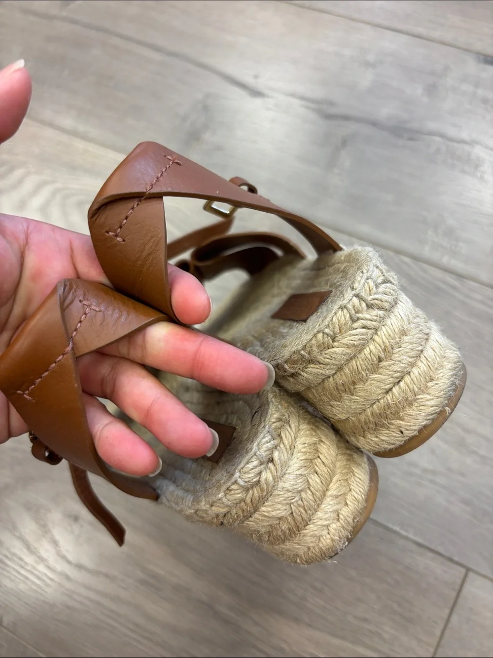 Mercedes Castillo Leather Espadrille Wedge Sandals